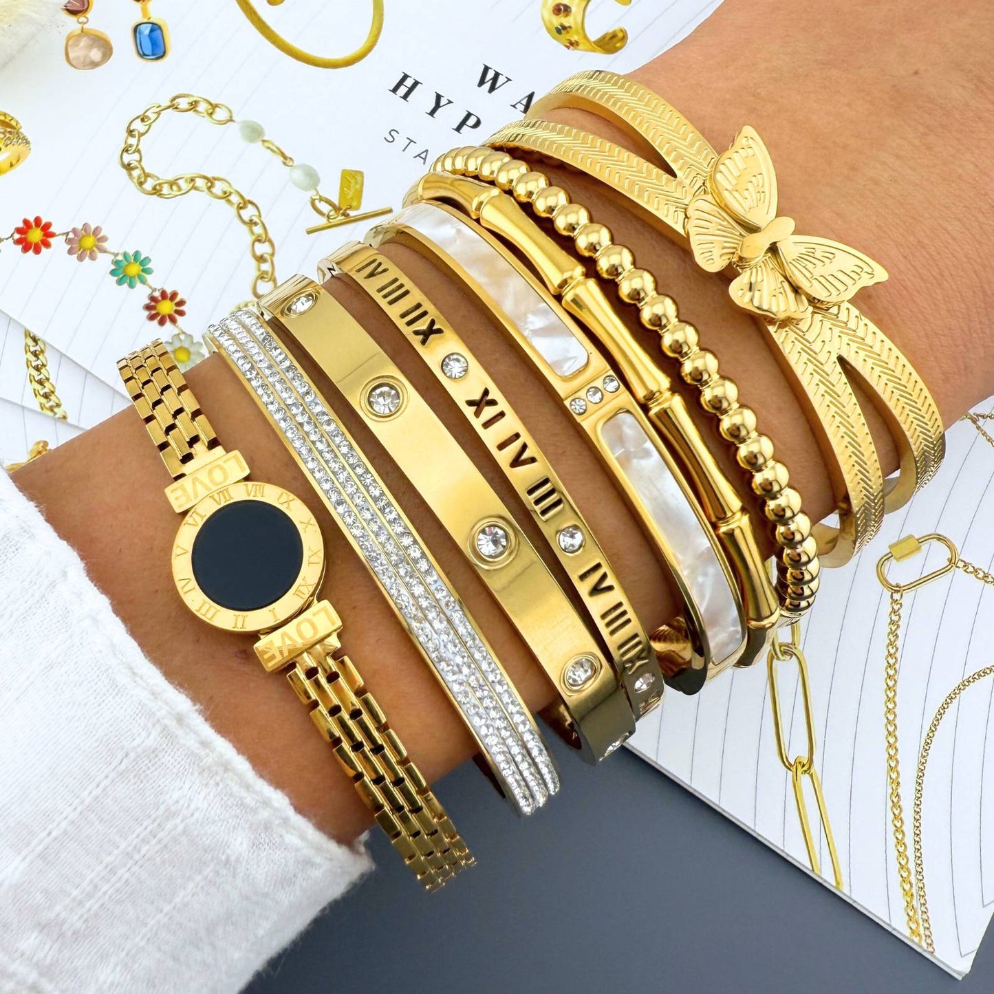 Cartier Inspired Bangle with Zircon