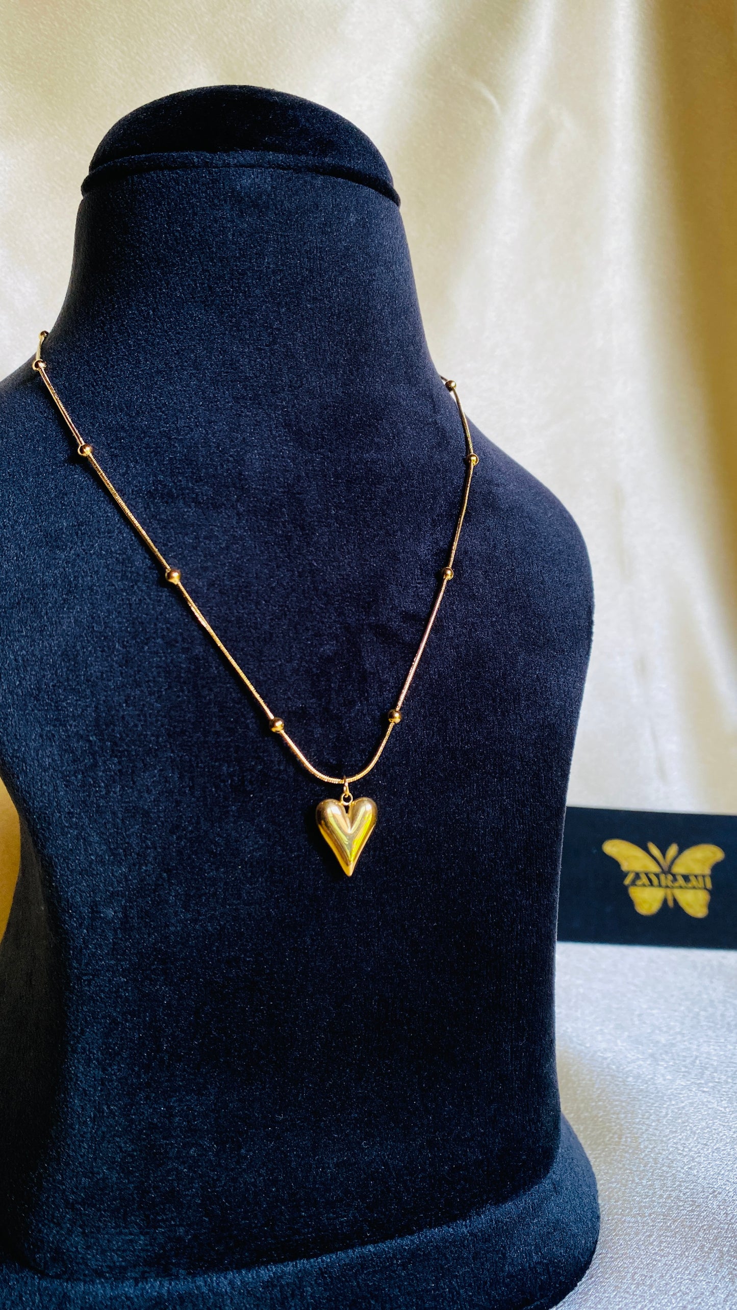 Golden Heart Necklace, 18K Gold Plated Stainless Steel