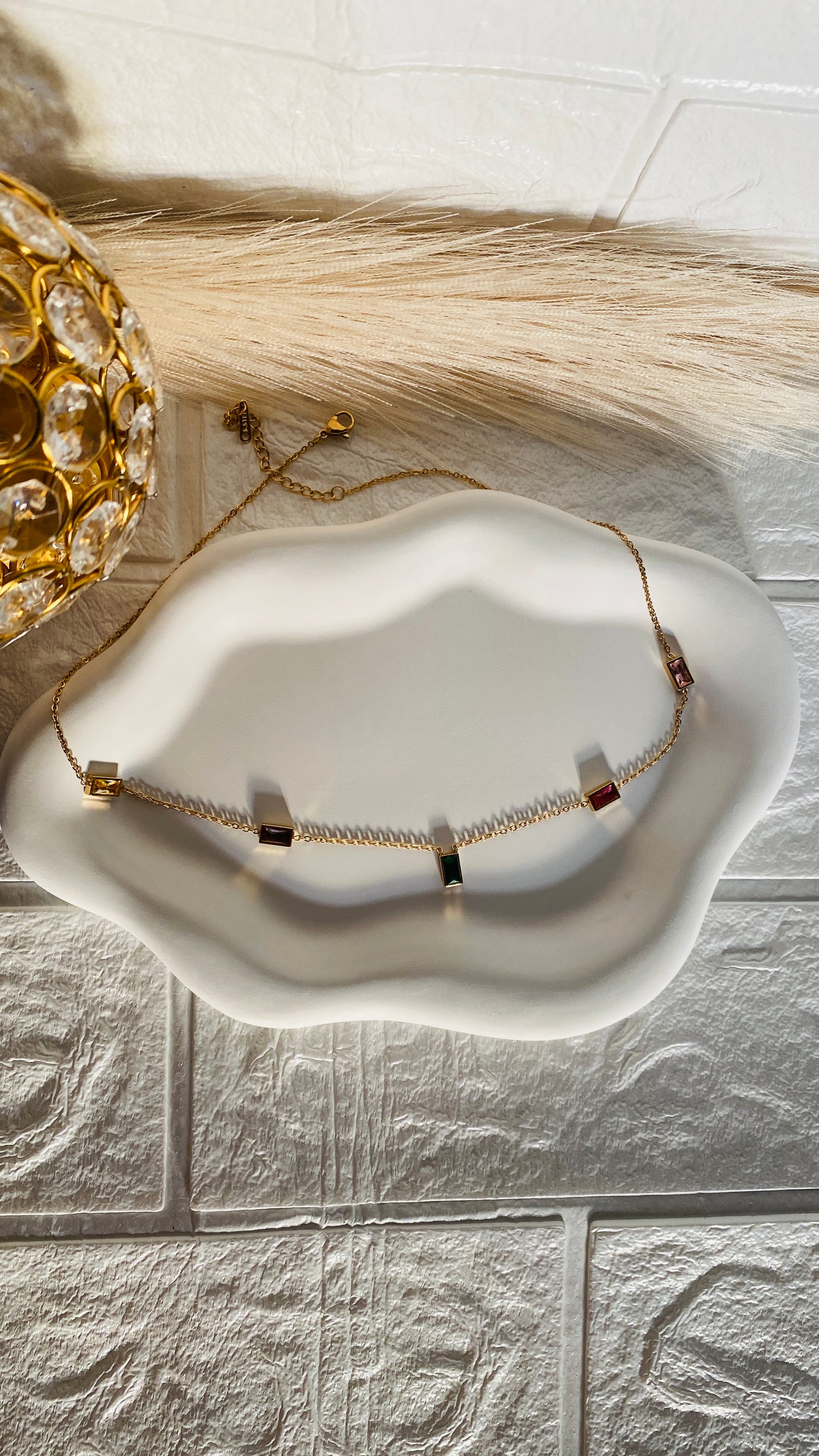 multicolor charm necklace, 18k gold plated necklace, anti tarnish jewelry India