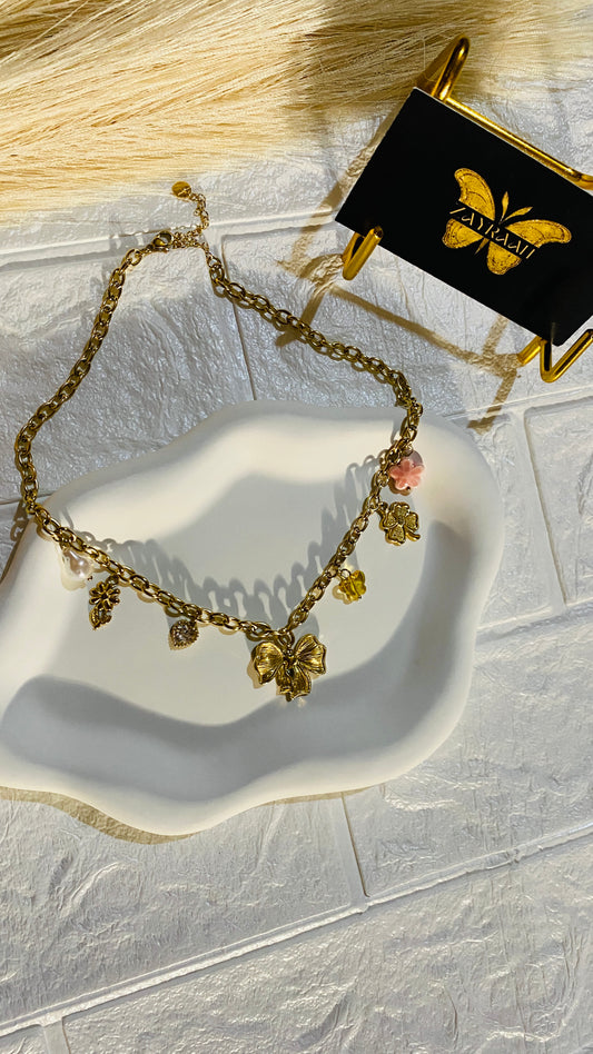 18k gold plated stainless steel necklace, waterproof necklace for women, hypoallergenic jewelry