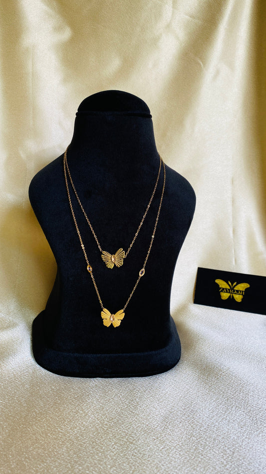 Butterflies Two Layer Necklace