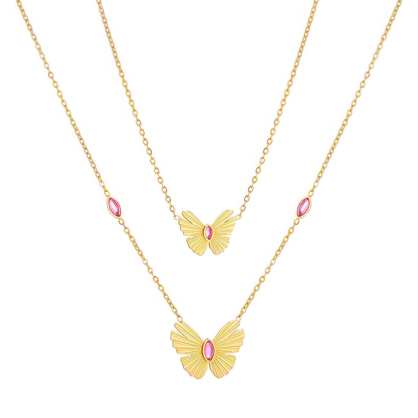 Butterflies Two Layer Necklace