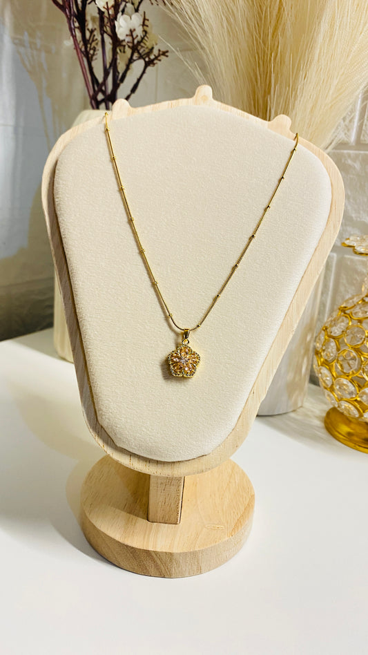 Pink Floral Pendant Necklace