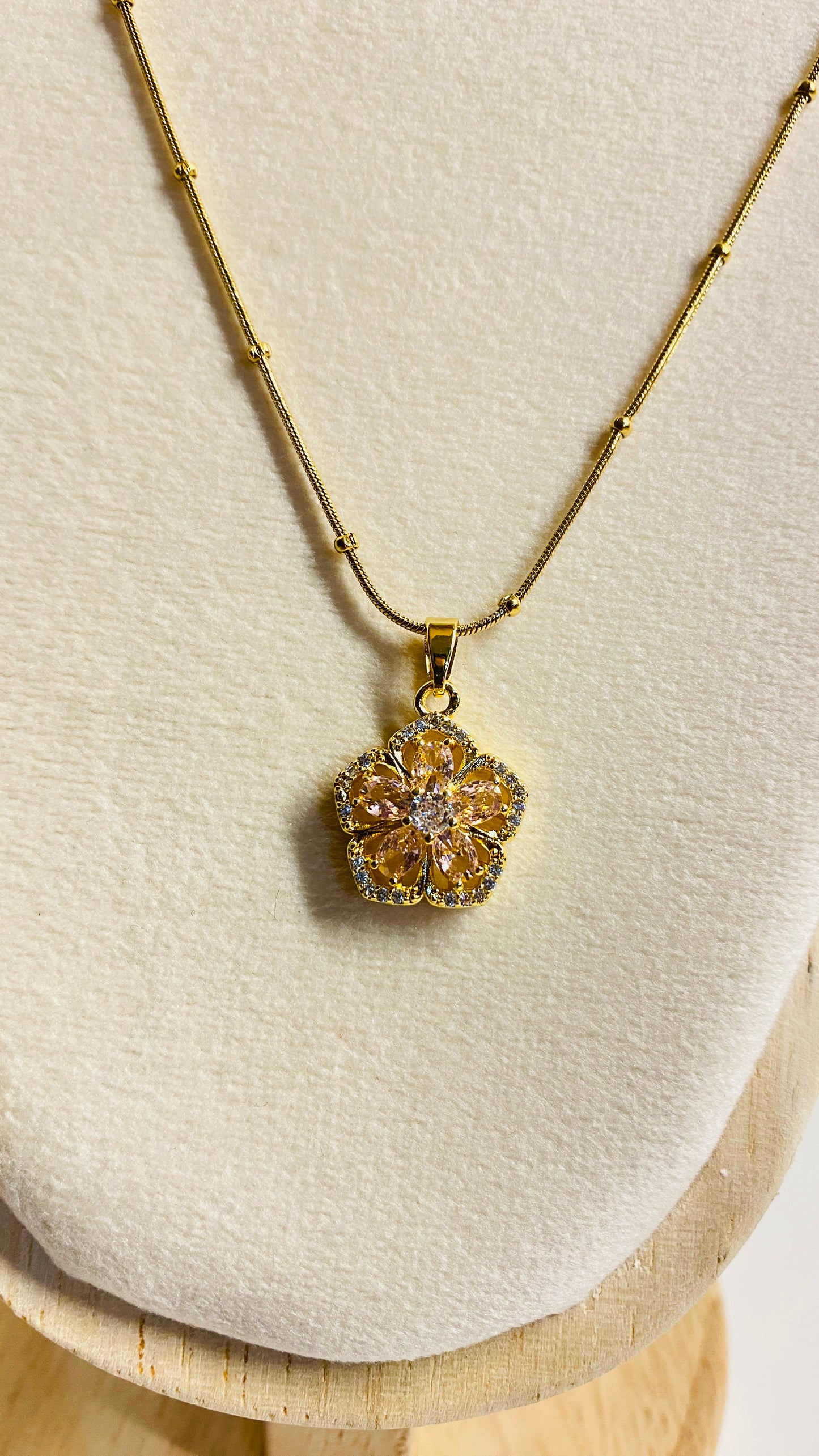 Pink Floral Pendant Necklace